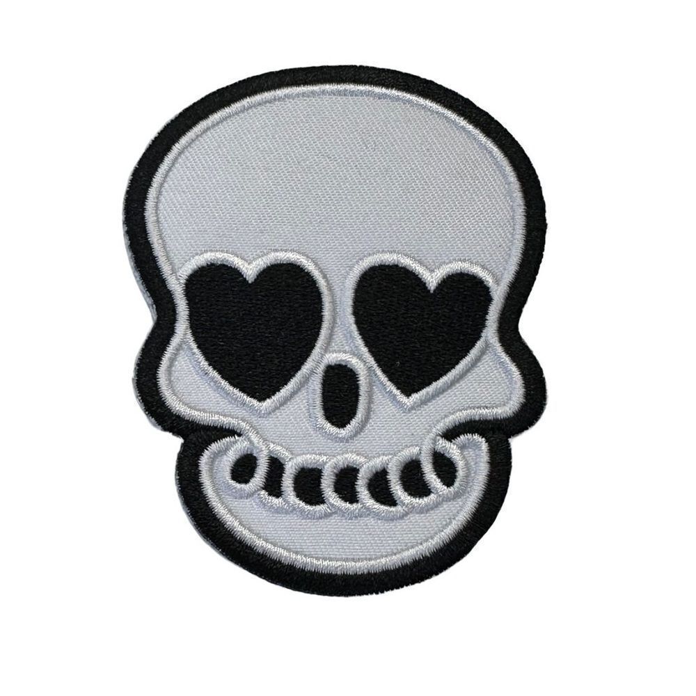 White Sugar Skull Embroidered Patch